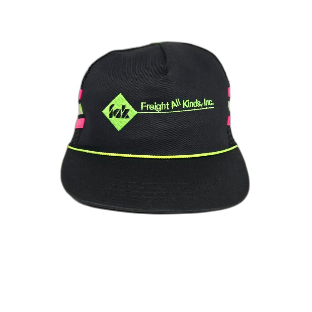 Vintage Freight All Kinds Trucker Hat | Black Neon Pink Lime Mesh Snapback